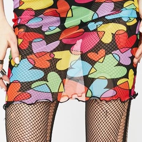 Dolls Kill Tara Khorzad Mesh Skirt Colorful Large - Picture 3 of 9